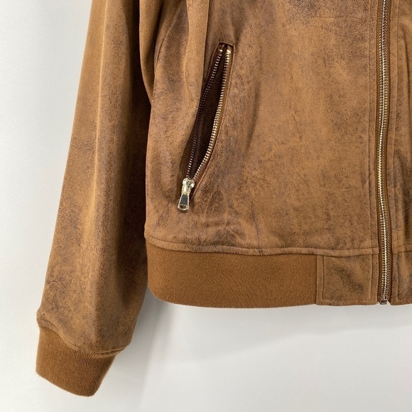 Dex Jacket Woman's Size Medium Distressed Faux Leather Long Sleeve Full Zip - Picture 3 of 15